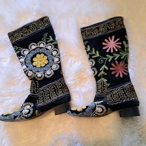 Suzani embroidered boots